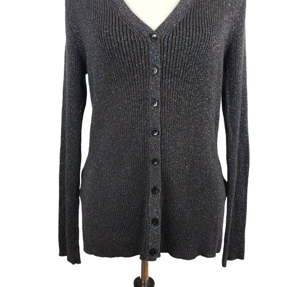 George Rainbow Metallic Ribbed Button-up Cardigan Large - Picture 3 of 8